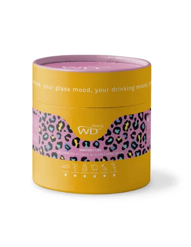 Bicchiere In Vetro Borosilicato Decoro Tucano In Vetro Colorato All'interno