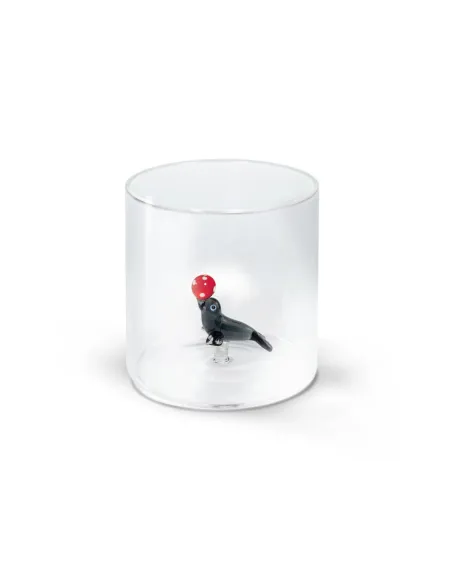 Bicchiere In Vetro Borosilicato Decoro Foca In Vetro Colorato All'interno