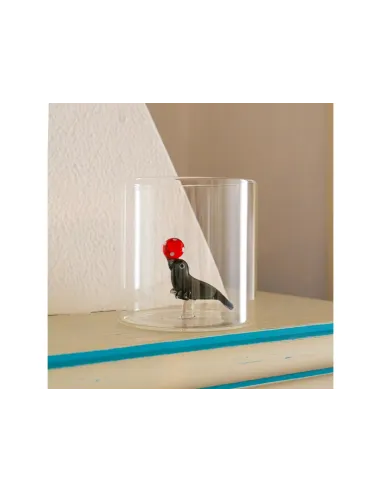 Bicchiere In Vetro Borosilicato Decoro Foca In Vetro Colorato All'interno
