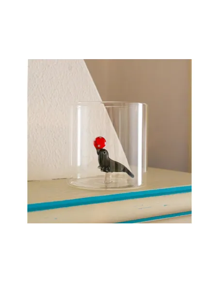 Bicchiere In Vetro Borosilicato Decoro Foca In Vetro Colorato All'interno