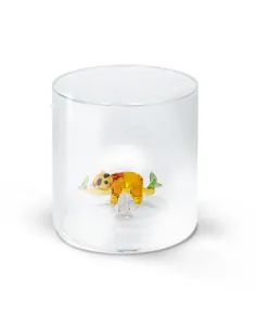 Bicchiere In Vetro Borosilicato Decoro Bradipo In Vetro Colorato All'interno