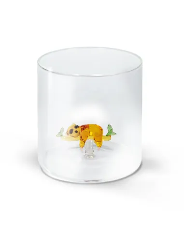 Bicchiere In Vetro Borosilicato Decoro Bradipo In Vetro Colorato All'interno
