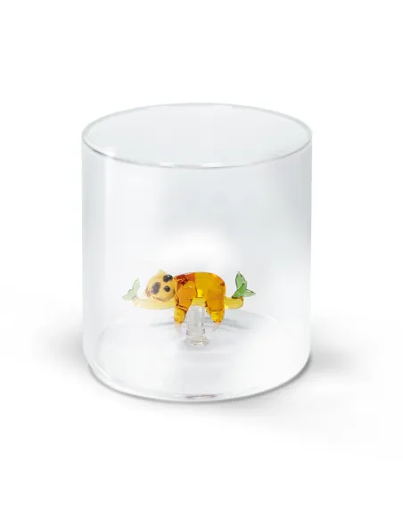 Bicchiere In Vetro Borosilicato Decoro Bradipo In Vetro Colorato All'interno