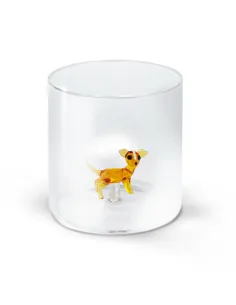 Bicchiere In Vetro Borosilicato Decoro Chihuahua In Vetro Colorato All'interno