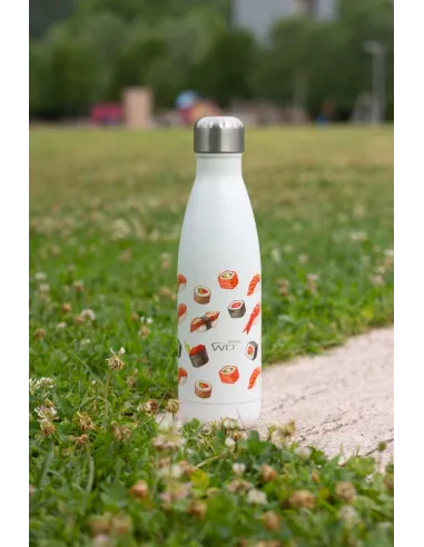 Bottiglia termica in acciaio inox a doppia parete 500 ml decoro con Sushi