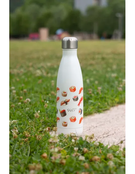 Bottiglia termica in acciaio inox a doppia parete 500 ml decoro con Sushi