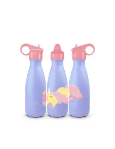 Bottiglia termica in acciao inox. Capacità 260 ml. Decoro Unicorno