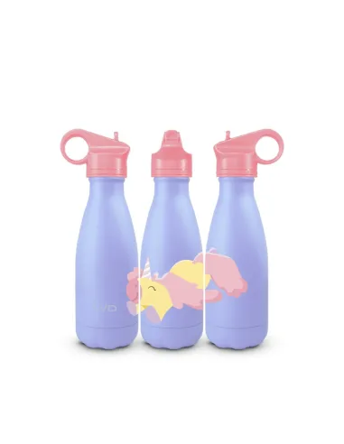 Bottiglia termica in acciao inox. Capacità 260 ml. Decoro Unicorno