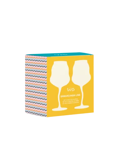 Set 2 Calici Cocktail In Vetro Colori Arancione e Azzurro, Viola e Giallo