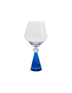 Calice per Gin Tonic in Vetro con Base Effetto Diamante Colore Blu