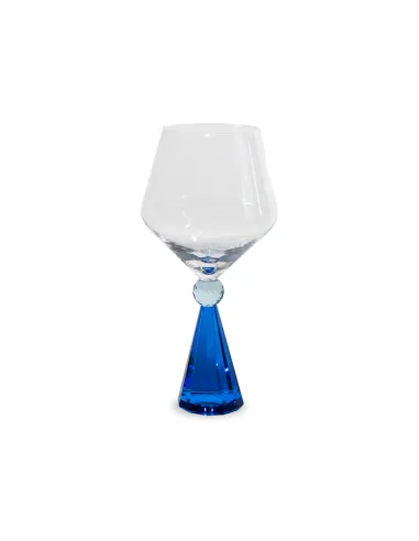 Calice per Gin Tonic in Vetro con Base Effetto Diamante Colore Blu