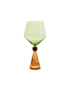 Calice per Gin Tonic in Vetro con Base Effetto Diamante Colore Arancione e Verde