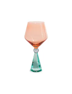 Calice per Gin Tonic in Vetro con Base Effetto Diamante Colore Azzurro e Pesca