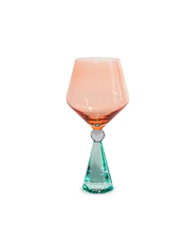 Calice per Gin Tonic in Vetro con Base Effetto Diamante Colore Azzurro e Pesca