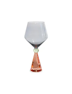 Calice per Gin Tonic in Vetro con Base Effetto Diamante Colore Pesca e Grigio