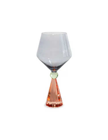 Calice per Gin Tonic in Vetro con Base Effetto Diamante Colore Pesca e Grigio