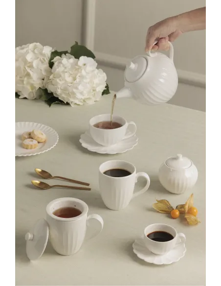 Set 6 Tazzine da Caffè con Piattino in Porcellana Bellavista