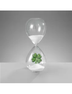 Clessidra Decorativa in Vetro con Quadrifoglio H. 20