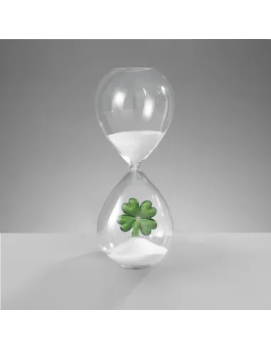 Clessidra Decorativa in Vetro con Quadrifoglio H. 20