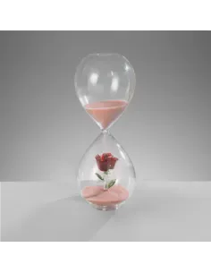 Clessidra Decorativa in Vetro con Rosa Rossa H. 20