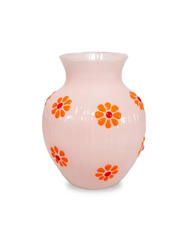 Vaso in Vetro con Decorazioni Esterne Color Pesca - WD Lifestyle