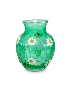 Vaso in Vetro con Decorazioni Esterne Color Verde - WD Lifestyle