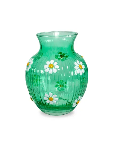 Vaso in Vetro con Decorazioni Esterne Color Verde - WD Lifestyle