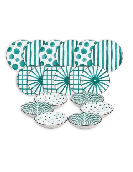 Servizio Piatti 18 Pz in Porcellana Teal Mirage