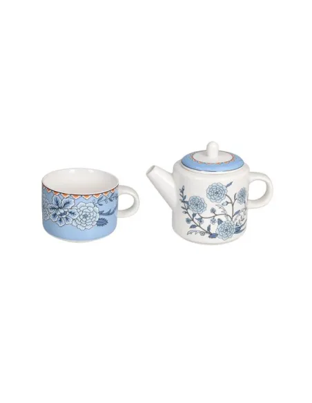 Tazza con Teiera Heritage New Bone China Azzurro