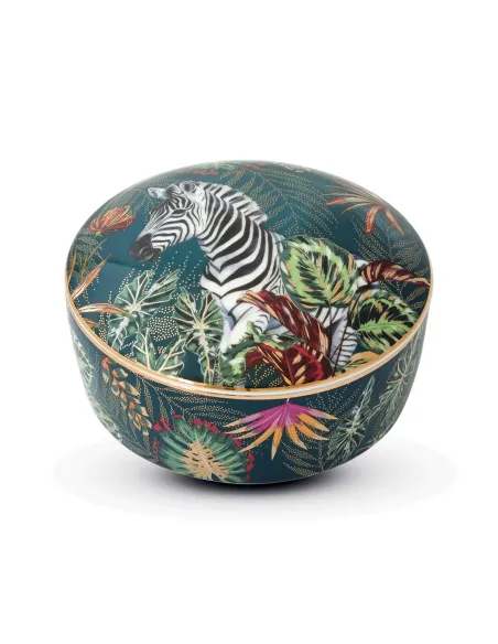 Portagioie Tondo 10x5,5 cm in Porcellana con Coperchio in Gift Box SAUVAGE ZEBRA