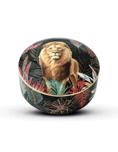 Portagioie Tondo 13x6,5 cm in Porcellana con Coperchio in Gift Box SAUVAGE LION