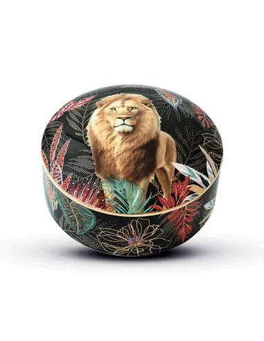 Portagioie Tondo 13x6,5 cm in Porcellana con Coperchio in Gift Box SAUVAGE LION