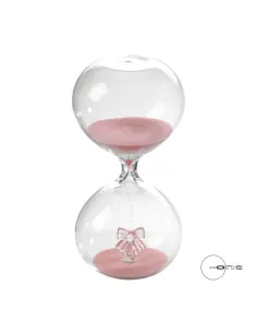 Clessidra Decorativa in Vetro con Fiocco Rosa H. 15