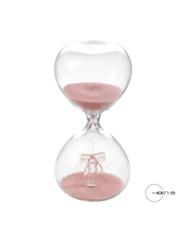 Clessidra Decorativa in Vetro con Fiocco Rosa H. 12
