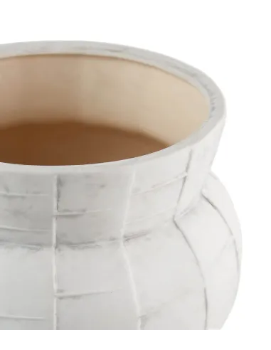 Cache-Pot Alto in Ceramica Bianco con Piedini in Legno 28x32h - L'oca Nera