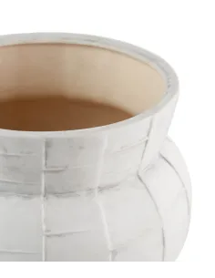 Cache-Pot Basso in Ceramica Bianco con Piedini in Legno 22x24h - L'oca Nera 2