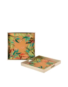 Vassoio Quadrato in Vetro Decorato e Resina - Solaris