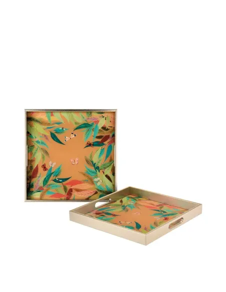 Vassoio Quadrato in Vetro Decorato e Resina - Solaris