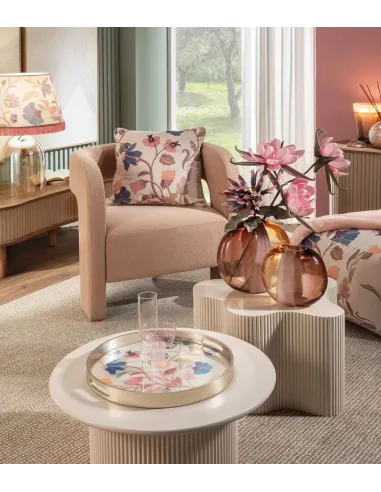 Vassoio Tondo in Vetro Decorato e Resina - Bloomfield