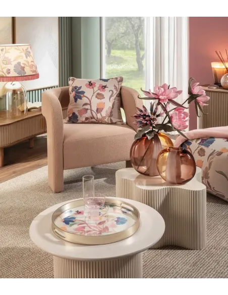 Vassoio Tondo in Vetro Decorato e Resina - Bloomfield