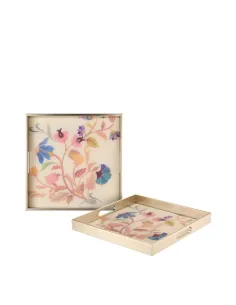 Vassoio Quadrato in Vetro Decorato e Resina - Bloomfield