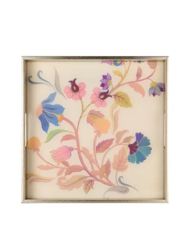 Vassoio Quadrato in Vetro Decorato e Resina - Bloomfield