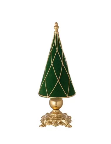 Albero di Natale Verde e Oro in Tessuto e Ferro 47h - L'arte di Nacchi