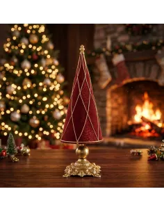 Albero di Natale Rosso e Oro in Tessuto e Ferro 57h - L'arte di Nacchi 2