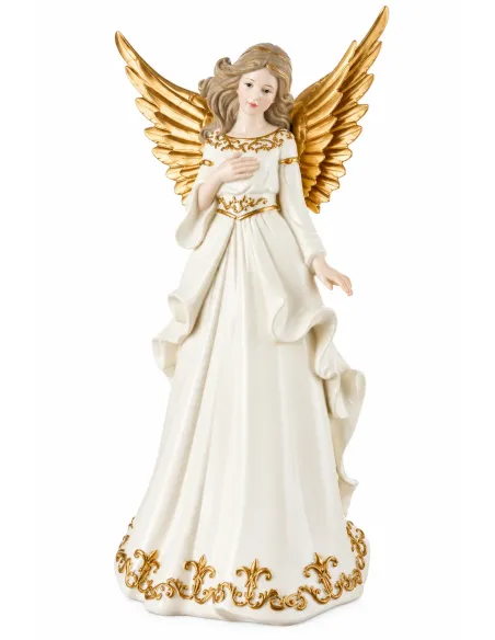 Dolci Custodi - Angelo in Resina Bianco e Oro Decoro 1 L'oca Nera