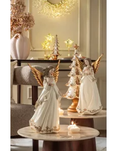 Dolci Custodi - Angelo in Resina Bianco e Oro Decoro 2 L'oca Nera 2