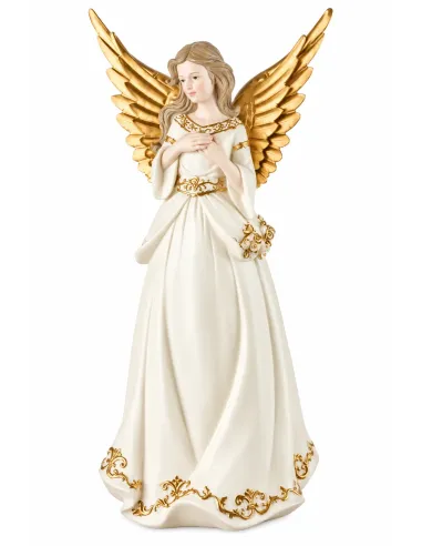 Dolci Custodi - Angelo in Resina Bianco e Oro Decoro 2 L'oca Nera