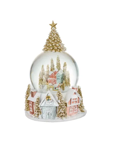 Alba Incantata - Palla di Neve con Carillon Villaggio Albero di Natale L'oca Nera