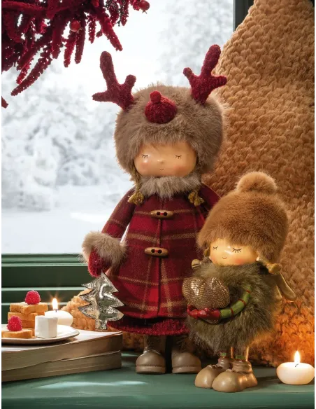 Festa nel Bosco - Bambina con Albero e Cappotto Scozzese L'oca Nera