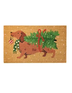 Benvenuto Natale - Zerbino Natalizio Decoro Bassotto con Albero di Natale L'oca Nera